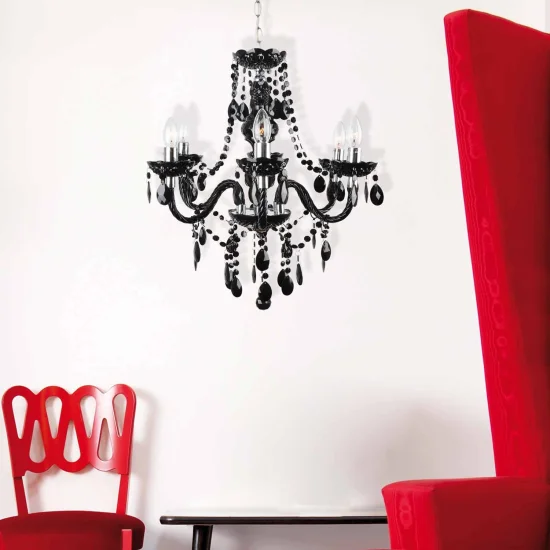 LAMPADA A SOFFITTO 6 LUCI GIULIA NERE