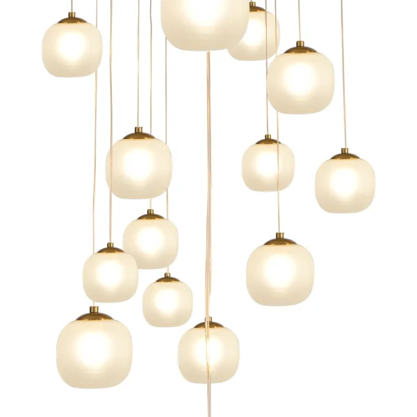 LAMPADA DA SOFFITTO 16 LUCI FERRO BRONZO PARALUME BIANCO NICOLETTA