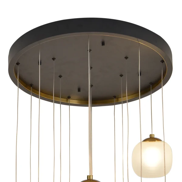 LAMPADA DA SOFFITTO 16 LUCI FERRO BRONZO PARALUME BIANCO NICOLETTA
