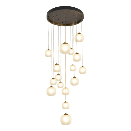 LAMPADA DA SOFFITTO 16 LUCI FERRO BRONZO PARALUME BIANCO NICOLETTA