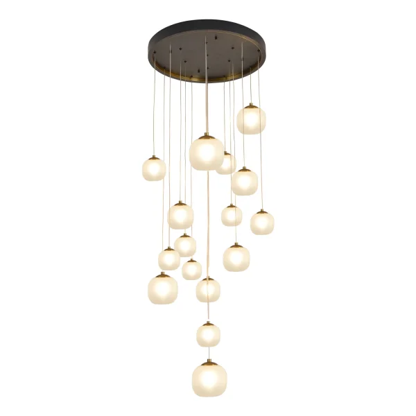 LAMPADA DA SOFFITTO 16 LUCI FERRO BRONZO PARALUME BIANCO NICOLETTA
