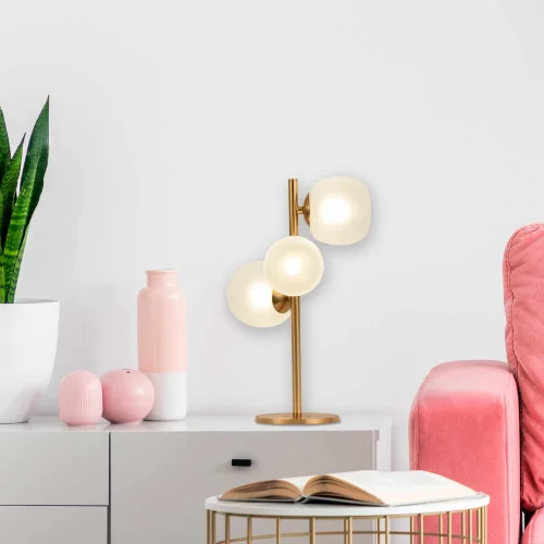 LAMPADA DA TAVOLO 3 LUCI FERRO DORATO PARALUME BIANCO NICOLETTA LAMPADA DA TAVOLO 3 LUCI FERRO DORATO PARALUME BIANCO NICOLETTA