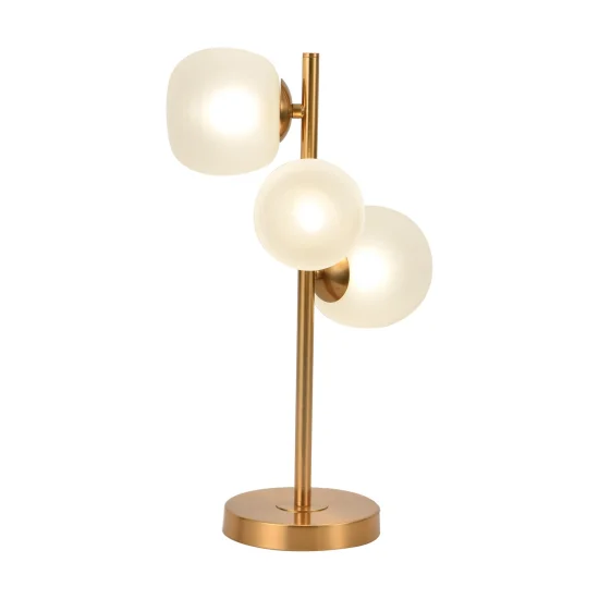 LAMPADA DA TAVOLO 3 LUCI FERRO DORATO PARALUME BIANCO NICOLETTA 2