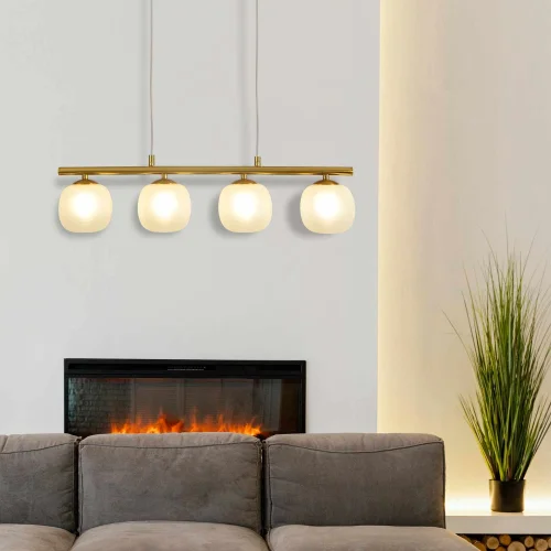 LAMPADA DA SOFFITTO 4 LUCI FERRO DORATO PARALUME BIANCA NICOLETTA