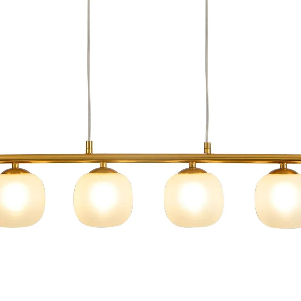 LAMPADA DA SOFFITTO 4 LUCI FERRO DORATO PARALUME BIANCA NICOLETTA