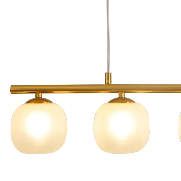 LAMPADA DA SOFFITTO 4 LUCI FERRO DORATO PARALUME BIANCA NICOLETTA