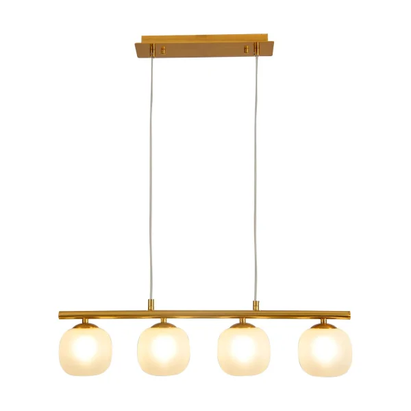 LAMPADA DA SOFFITTO 4 LUCI FERRO DORATO PARALUME BIANCA NICOLETTA