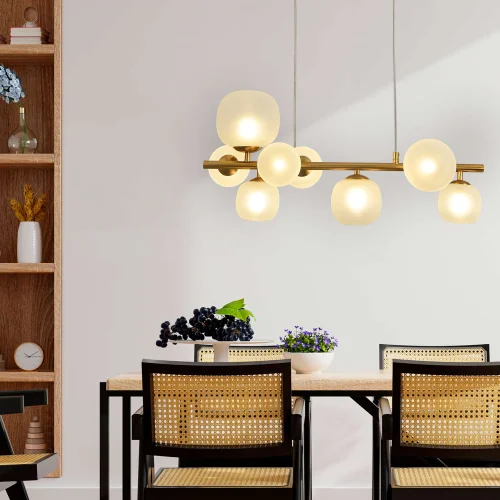 LAMPADA DA SOFFITTO 8 LUCI FERRO DORATO PARALUME BIANCO NICOLETTA