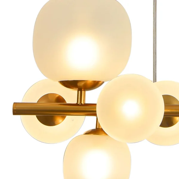 LAMPADA DA SOFFITTO 8 LUCI FERRO DORATO PARALUME BIANCO NICOLETTA
