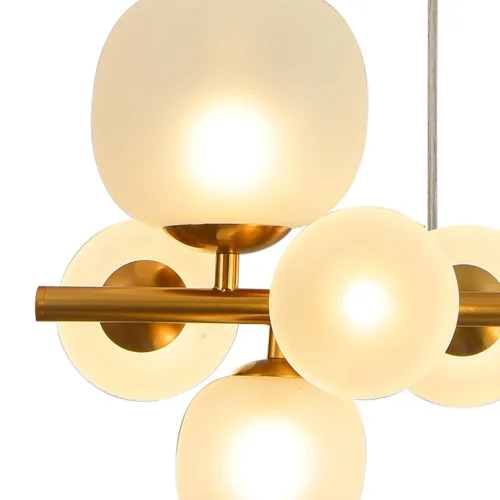 LAMPADA DA SOFFITTO 8 LUCI FERRO DORATO PARALUME BIANCO NICOLETTA