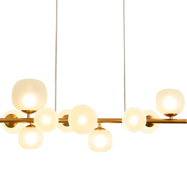 LAMPADA DA SOFFITTO 10 LUCI FERRO DORATO PARALUME BIANCO NICOLETTA