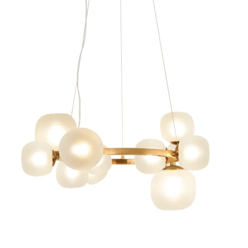 LAMPADA DA SOFFITTO 11 LUCI FERRO DORATO PARALUME BIANCO NICOLETTA
