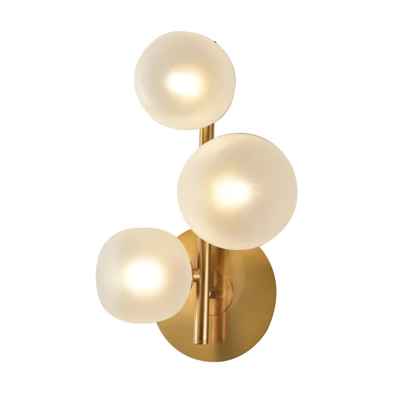 APPLIQUE 3 LUCI FERRO DORATO PARALUME BIANCO NICOLETTA