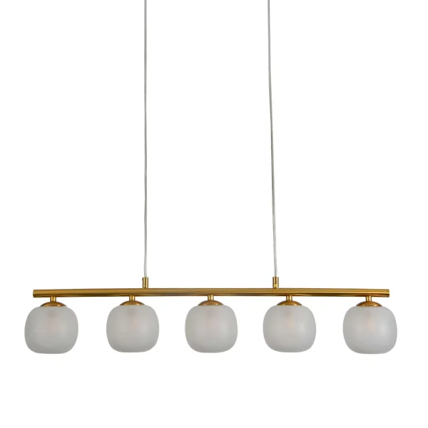 LAMPADA DA SOFFITTO 5 LUCI FERRO DORATO PARALUME BIANCO NICOLETTA