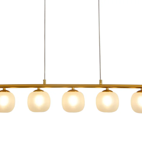 LAMPADA DA SOFFITTO 5 LUCI FERRO DORATO PARALUME BIANCO NICOLETTA