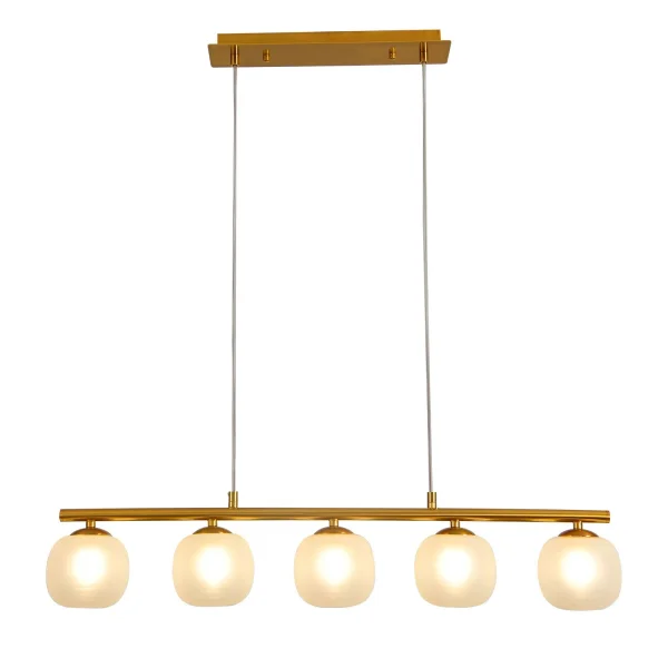 LAMPADA DA SOFFITTO 5 LUCI FERRO DORATO PARALUME BIANCO NICOLETTA