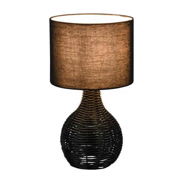 LAMPADA DA TAVOLO IN RATTAN NERO ELOK
