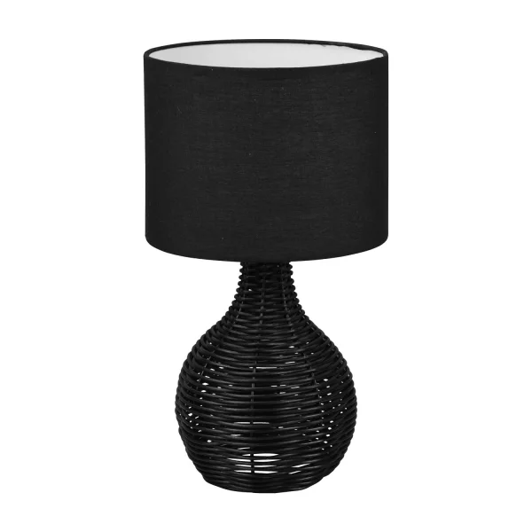 LAMPADA DA TAVOLO IN RATTAN NERO ELOK