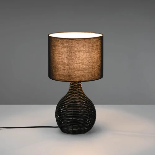 LAMPADA DA TAVOLO IN RATTAN NERO ELOK