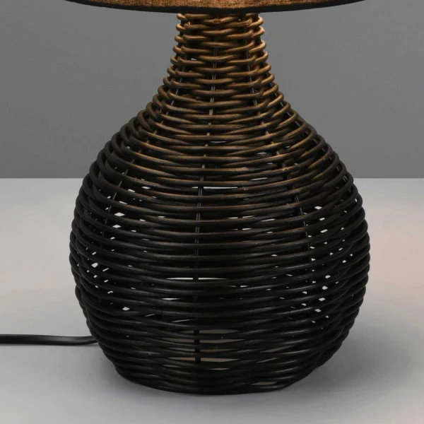 LAMPADA DA TAVOLO IN RATTAN NERO ELOK