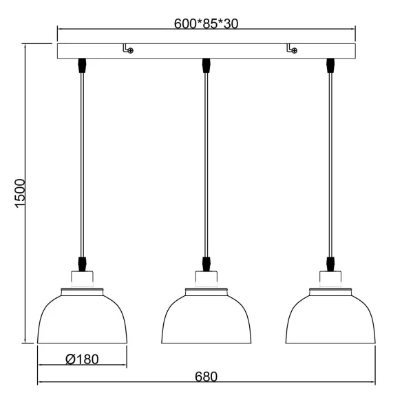 LAMPADA DA SOFFITTO 3 LUCI PORTOBELLO