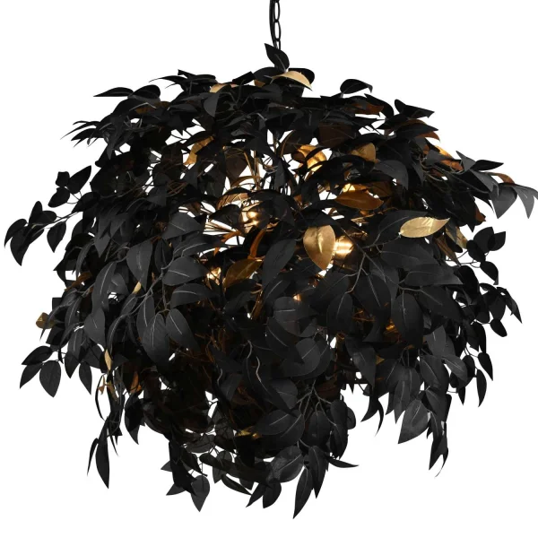 LAMPADA DA SOFFITTO 4 LUCI Ø 70CM FOGLIE NERE