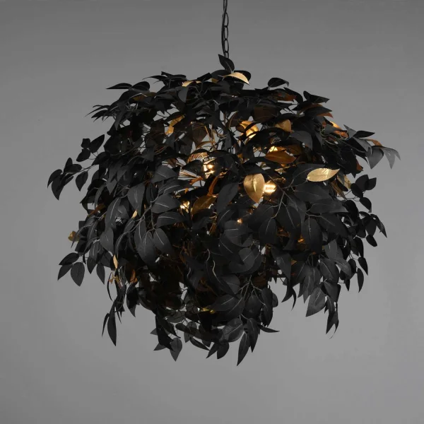 LAMPADA DA SOFFITTO 4 LUCI Ø 70CM FOGLIE NERE