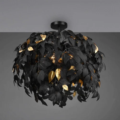 LAMPADA DA SOFFITTO 3 LUCI Ø 70CM FOGLIE NERE