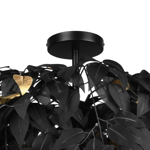 LAMPADA DA SOFFITTO 3 LUCI Ø 70CM FOGLIE NERE