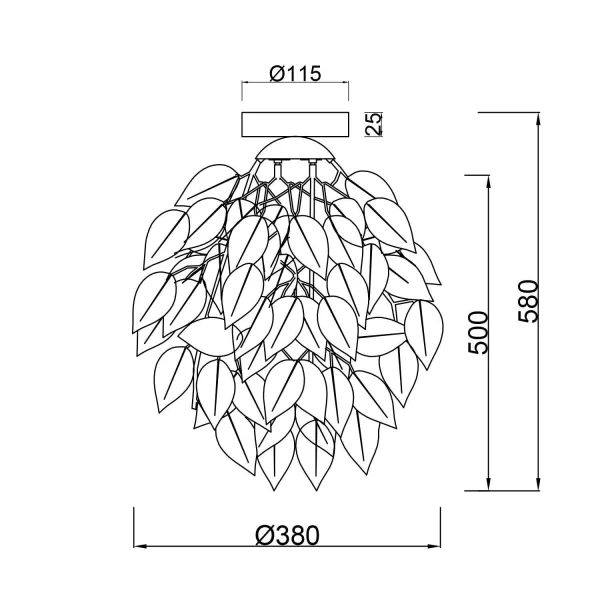 LAMPADA DA SOFFITTO 1 LUCE Ø 38CM FOGLIE NERE