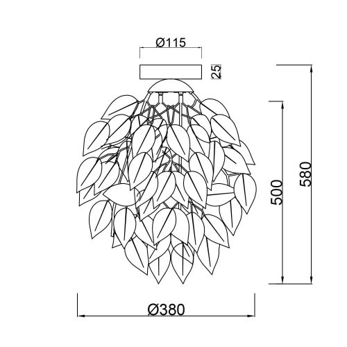 LAMPADA DA SOFFITTO 1 LUCE Ø 38CM FOGLIE NERE