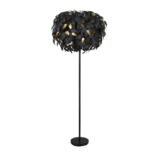 LAMPADA DA TERRA 3 LUCI Ø 70CM FOGLIE NERE