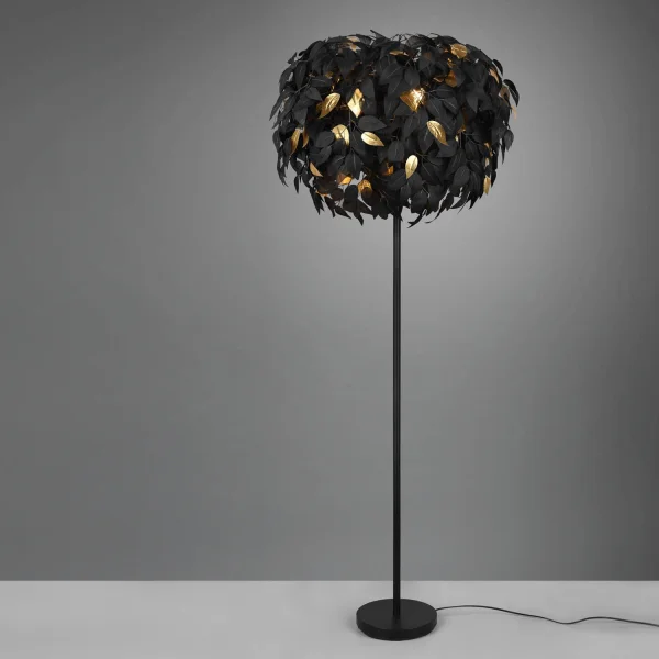 LAMPADA DA TERRA 3 LUCI Ø 70CM FOGLIE NERE