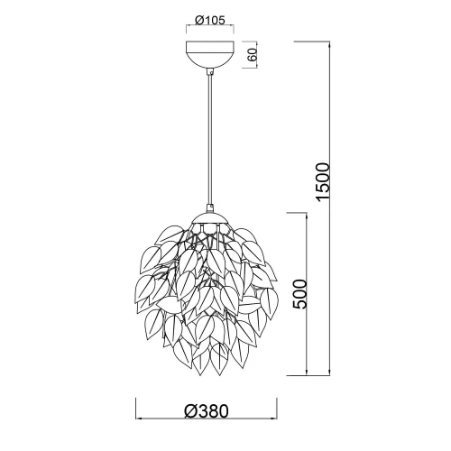 LAMPADA DA SOFFITTO 1 LUCE Ø 38CM FOGLIE NERE