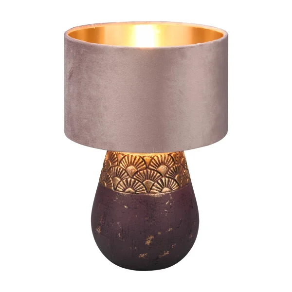 LAMPADA DA TAVOLO IN CERAMICA MARRONE SHIRA