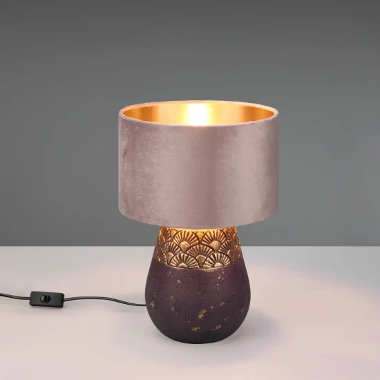 LAMPADA DA TAVOLO IN CERAMICA MARRONE SHIRA