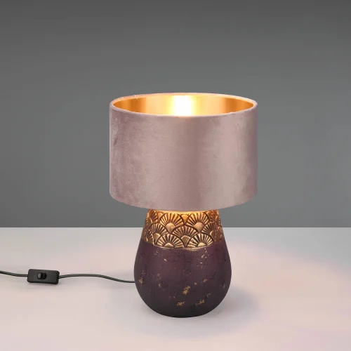 LAMPADA DA TAVOLO IN CERAMICA MARRONE SHIRA