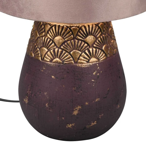 LAMPADA DA TAVOLO IN CERAMICA MARRONE SHIRA