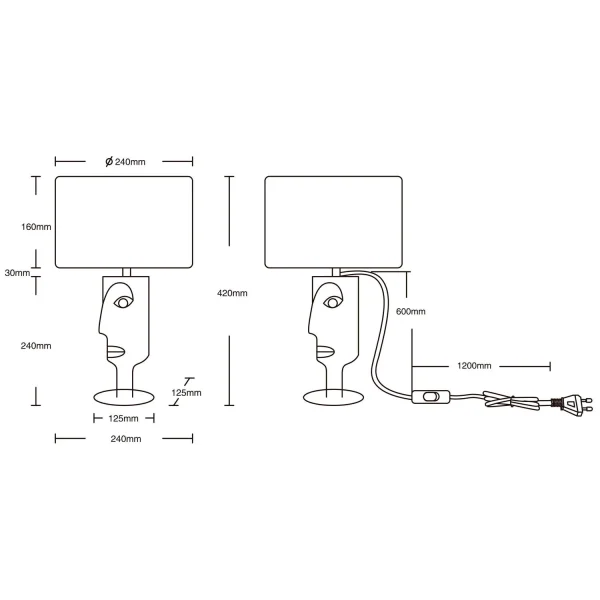 LAMPADA DA TAVOLO IN METALLO PARALUME NERO OTIS