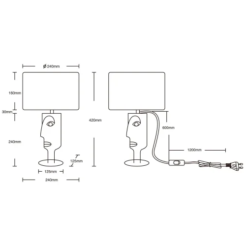 LAMPADA DA TAVOLO IN METALLO PARALUME NERO OTIS