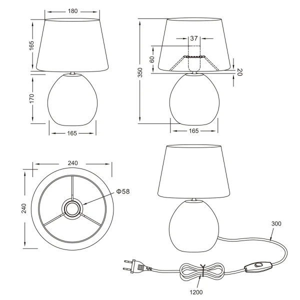 LAMPADA DA TAVOLO SPLENDOUR 24CM IMITAZIONE LEGNO