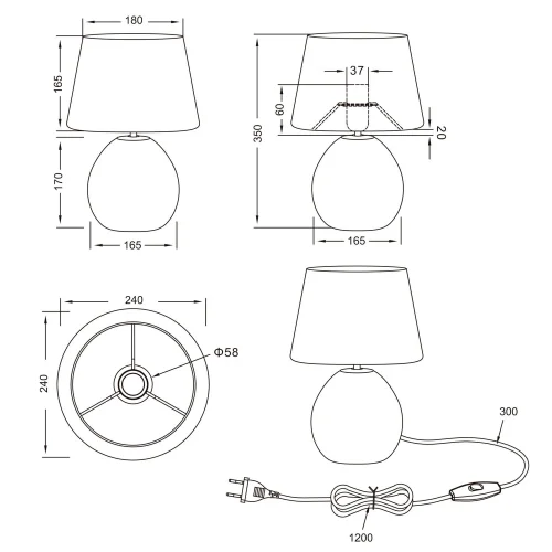 LAMPADA DA TAVOLO SPLENDOUR 24CM IMITAZIONE LEGNO