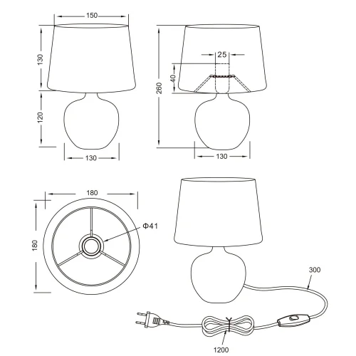 LAMPADA DA TAVOLO SPLENDOUR 18CM IMITAZIONE LEGNO