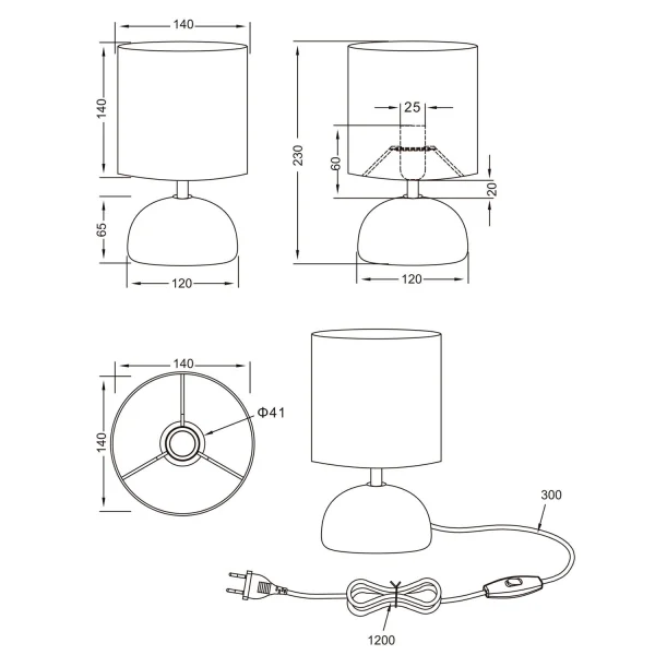 LAMPADA DA TAVOLO JOEL IMITAZIONE LEGNO