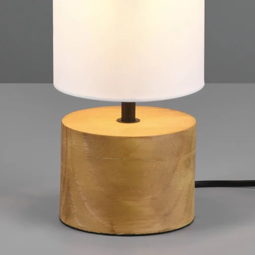 LAMPADA DA TAVOLO SIGRID Ø 12CM IN LEGNO NATURALE PARALUME BIANCO