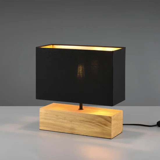 LAMPADA DA TAVOLO SIGRID LEGNO NATURALE PARALUME NERO E27