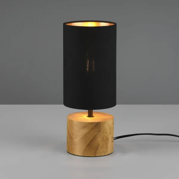 LAMPADA DA TAVOLO SIGRID Ø 12CM LEGNO NATURALE PARALUME NERO LAMPADA DA TAVOLO SIGRID Ø 12CM LEGNO NATURALE PARALUME NERO