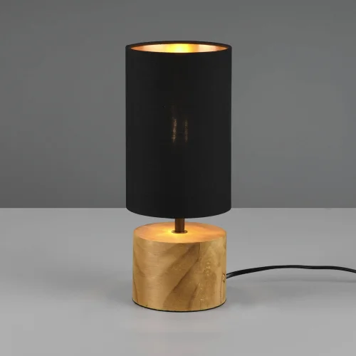 LAMPADA DA TAVOLO SIGRID Ø 12CM LEGNO NATURALE PARALUME NERO