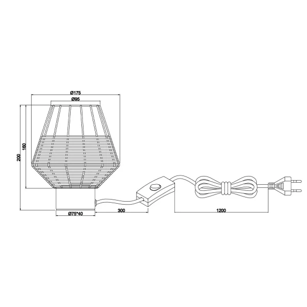 LAMPADA DA TAVOLO IN RATTAN NERO GALADRIEL