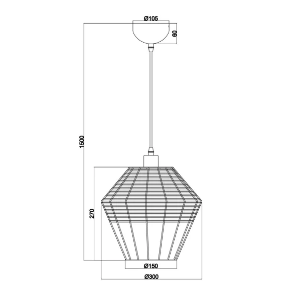 LAMPADA DA SOFFITTO IN RATTAN NATURALE Ø 30 CM GALADRIEL